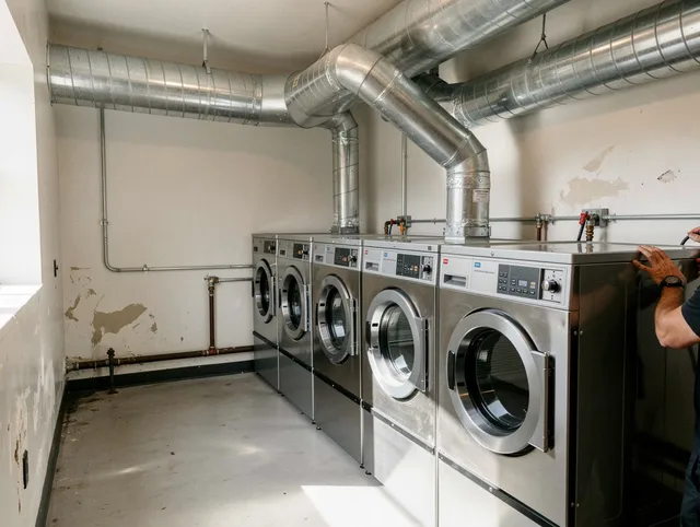 Laguna Woods Dryer Vent Cleaning team performing large-scale commercial dryer vent cleaning in Laguna Woods
