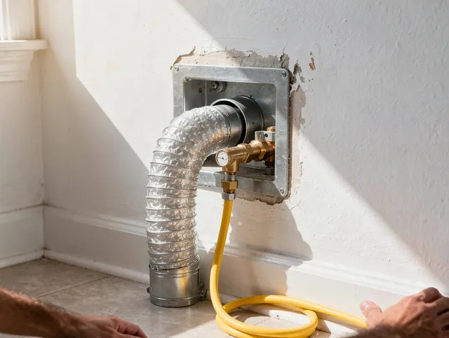 Laguna Woods Dryer Vent Cleaning certified technician performing specialized gas dryer vent cleaning in Laguna Woods